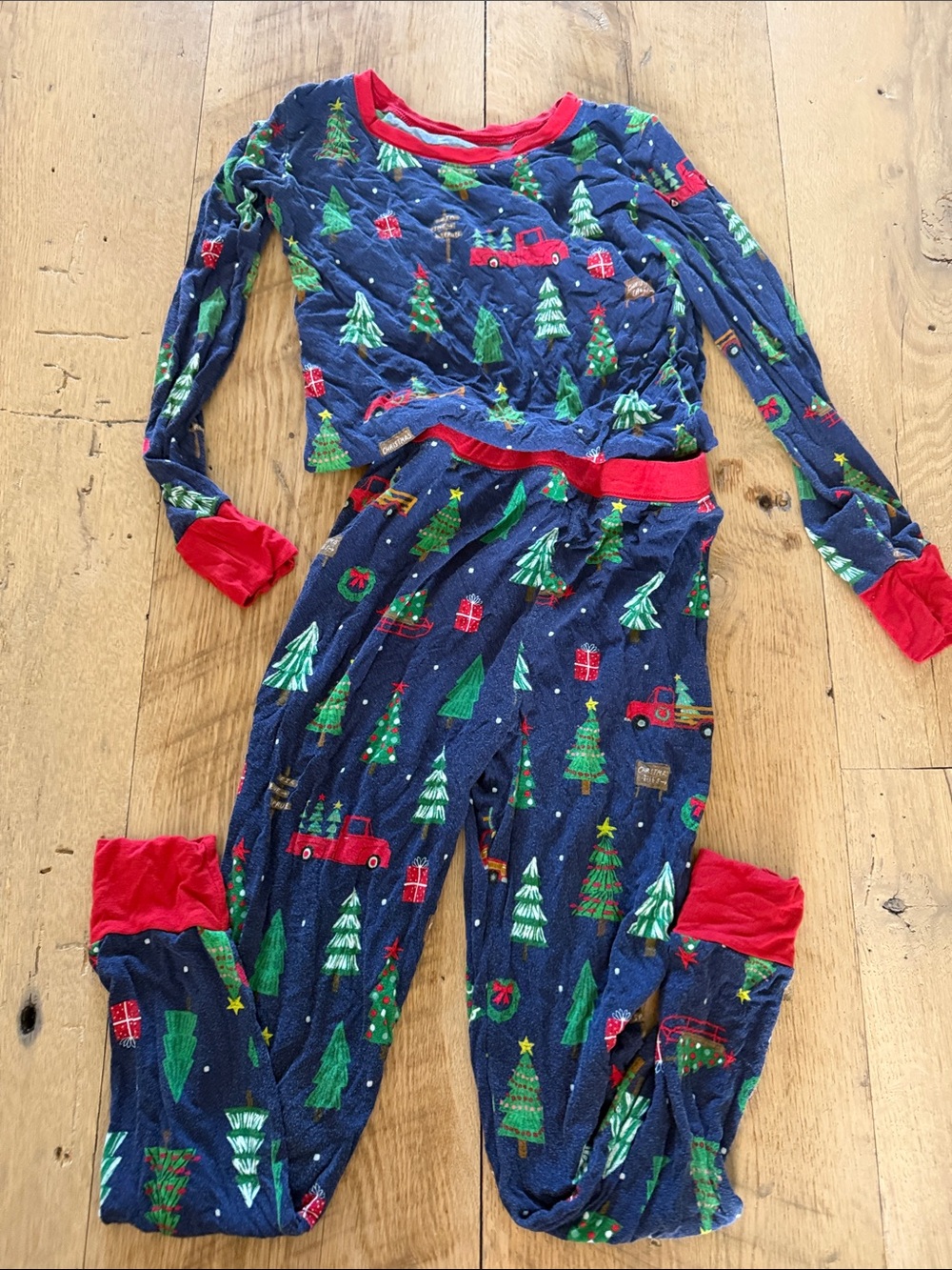 Little Sleepies Navy Holiday Tree and Red Truck Pajama Set